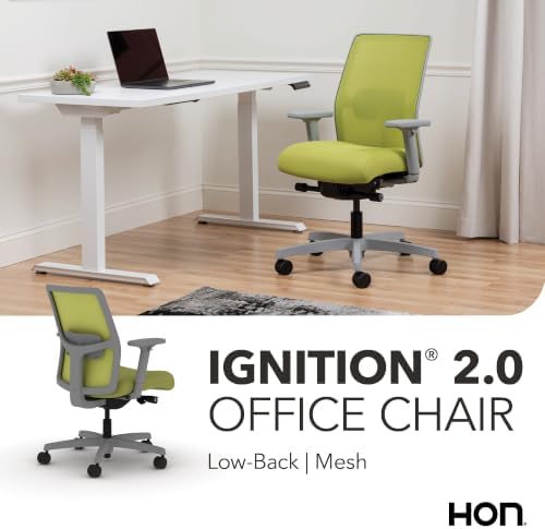 HON Ignition 2.0 Low Back Task Chair, Spectrum Mesh, Advanced Synchro-Tilt Control, Office Chair with Lumbar Support, Height and Width Adjustable Arms, Titanium Frame, Pear