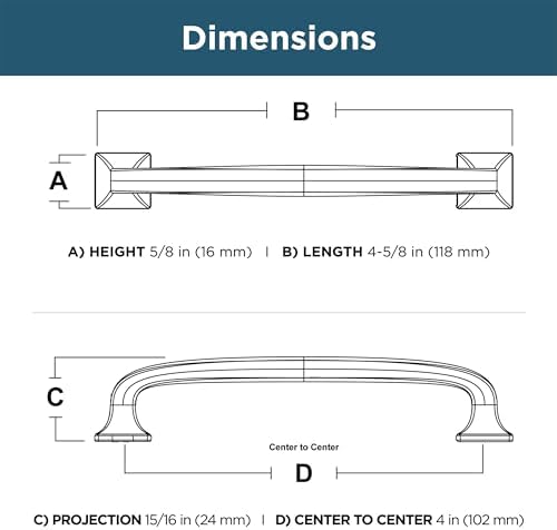 Franklin Brass (10-Pack) – Deep Bronze Cabinet Handles, 4 Inch Hole Center, Pulls for Drawers, Kitchen Cabinet Door, Dressers | Lombard