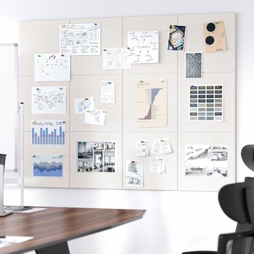 Neatsure Large Cork Board for Wall, 48" x 36" Bulletin Board with Pushpins, 12 Panels Felt Tiles Tack Push Pin Board for Office, Light Tan