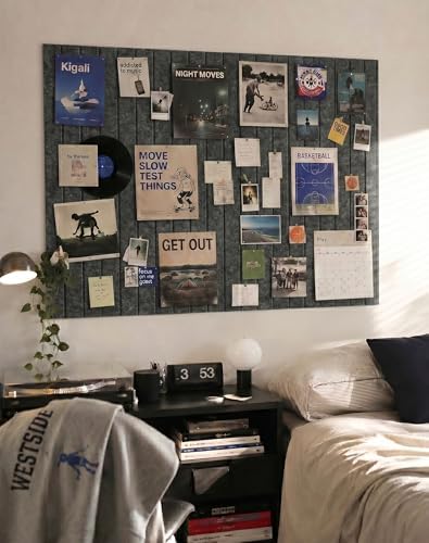 Aothia 12-Pack Felt Bulletin Board Tiles 48"x36", Modular Pin Board for Notes, Photos & Mood Boards, Cork Board Alternative for Smooth Walls, 0.35" Thick, 70 Adhesive Tabs & 40 Pins, Charcoal Gray