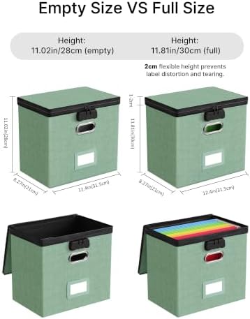 Oterri Lockable File Box Small 2-Pack Hanging Organizer for Letter-Size | Dustproof Lid. 3 Mesh Pockets. Collapsible Scratch-Resistant GRS Linen. Slide Rails. Office, Home, Dorm