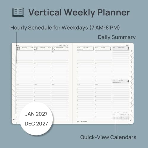 POPRUN 2027 Planner, 6.5" x 8.5", Daily Weekly and Monthly Appointment Book