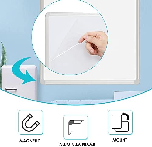 DEVELOP Magnetic White Board Dry Erase, 32 x 44 Inch, Dry Erase Board Aluminum Frame for Wall, Hanging Whiteboard with Detachable Marker Tray for Planning, Kitchen, Memo, School, Home, Office