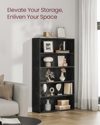 VASAGLE Set of 2 5-Tier Bookshelves, 30 Inches Wide, Adjustable Shelves