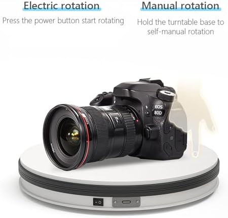 YVV Motorized Rotating Display Stand White 9.8 Inch, 360° Electric Turntable Platform for Photography, 3D Scanning & Product Showcases, Jewelry, Collectibles，22 lbs Load, USB Wired Power