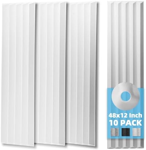 Art3d 10-Pack High-Density Acoustic Panel with Acrylic Tape, White