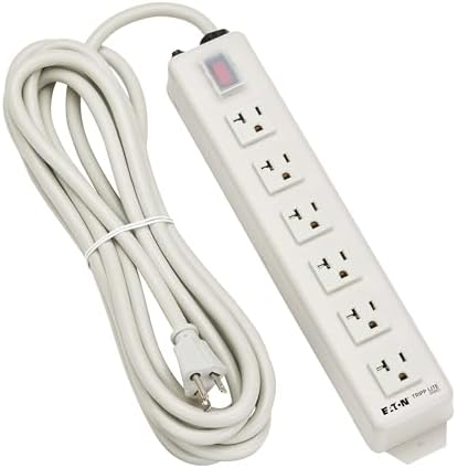 Eaton Tripp Lite Series Heavy Duty 20 Amp Power Strip, 6 Outlet, Metal, Under Desk & Wall Mount Option, 6ft Extension Cord, On/Off Switch Cover, Industrial Garage Shop Work Bench (TLM615NC20)
