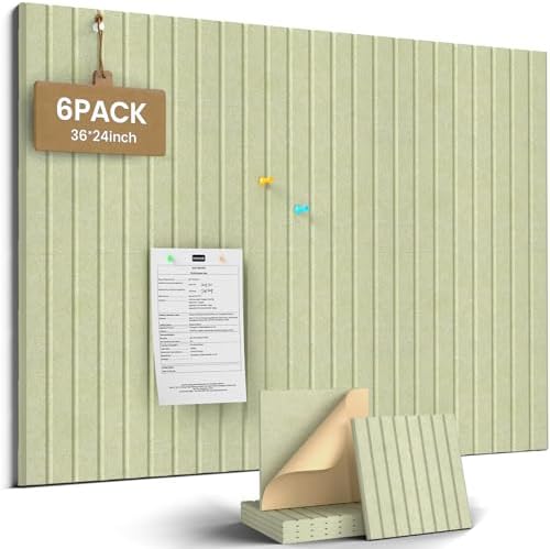 JBER Felt Bulletin Board 36" x 24", 6 Pack Felt Wall Tiles, Grass Green