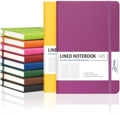 Dynta Hardcover Journals Bulk, 10 Packs A5 Lined Notebooks for Writing
