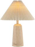 JONATHAN Y Arvid Table Lamp 20.5" Resin Metal Bedside, Beige Wood Finish