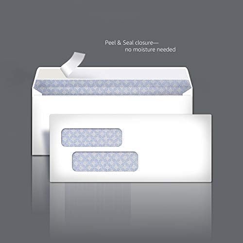 Amazon Basics #9 Security Tinted Double Window Envelopes for Invoices and Documents, Self-Seal, 3-7/8" x 8-7/8", White, 500-Pack
