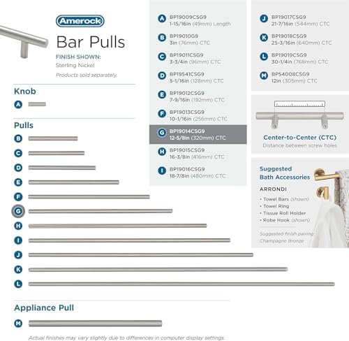 Amerock 12-5/8" Bar Pulls Sterling Nickel Drawer Pull
