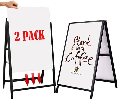 YDisplay A Frame Sign Heavy Duty Sidewalk Sign for Poster Board 24x 36 inches Double-Sided Sandwich Sign,Including 2 Anti-Glare Covers & Corrugated Boards for Indoor Outdoor,Black