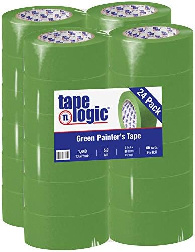 Aviditi Tape Logic 2 Inch x 60 Yards, Premium Green Painter's Tape, Pack of 24 - Great for Painting, Hard to Stick Surfaces, Sharp Paint Lines, Easy Removal and Residue Free
