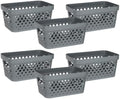Glad Plastic Baskets for Organizing, Set of 6 | Pantry Storage for Under Counter, Linen Closet, and Bathroom | Nesting Shelf Bins with Handles, 1 Gallon, Grey