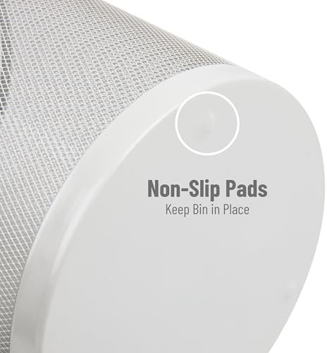 Mind Reader Mesh Trash Can, 16.65L (4.4 gal), Waste Paper Basket, Round, Office, Metal Mesh, Set of 2, White