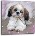 3dRose Wall Clock Silent - 15 inch - Shih Tzu Puppy - Dogs Shihtzu