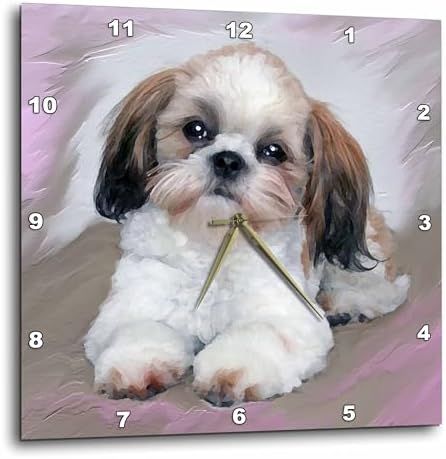 3drose Shih Tzu Puppy Wall Clock, 10 by 10-Inch