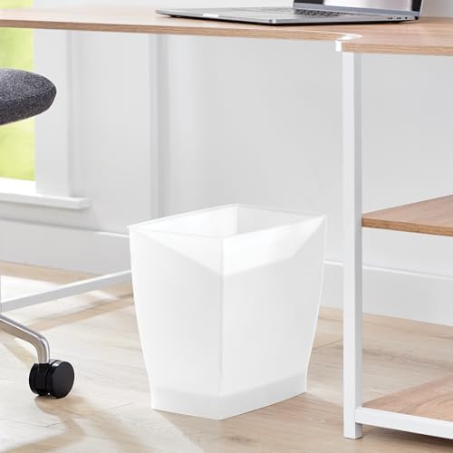iDesign Small Plastic Bathroom Trash Can, Clear Frost