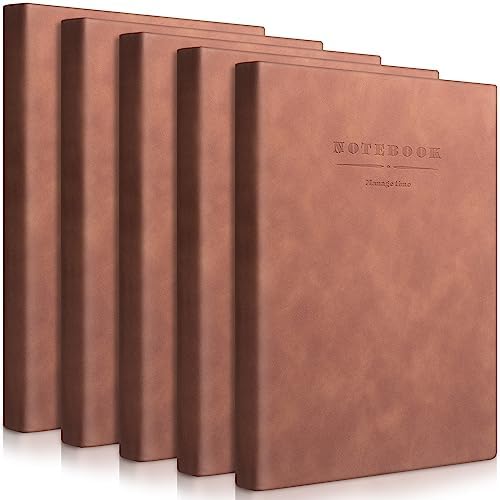 SATINIOR 5 Pack A4 Notebooks Leather Softcover Journal, Brown