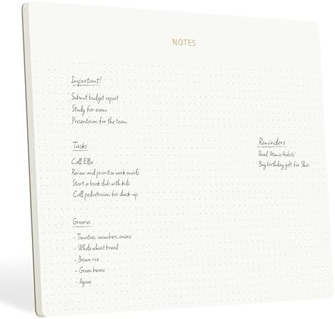 Pinesman Desk Notepad, Dotted, Gold Foil, 50 Tear-Off Sheets, 9.8 x 7.9 in