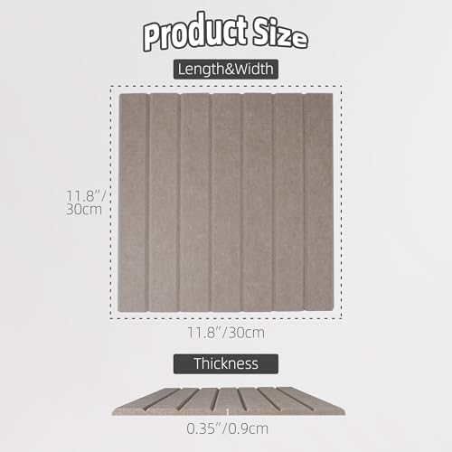 Cork Board Alternative-Felt Slat Wall Paneling,Office Bulletin Board for Decoration, Suitable for Displaying Photos and Documents, with Removable Adhesive Labels,12-Pack (Light Brown)