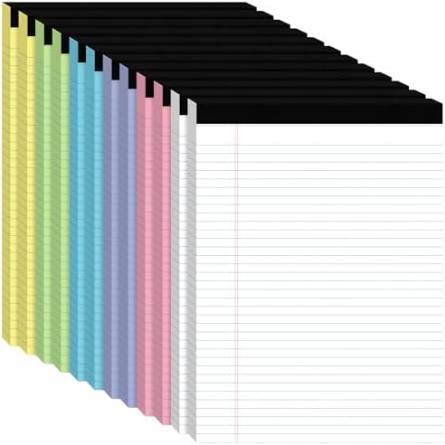 12pcs Legal Pads 8.5 x 11, Perforated Color Notepad 8.5x11, 50Sheets/Pad