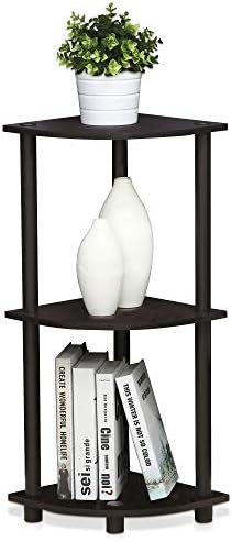 Furinno Turn-N-Tube Toolless Assembly 3-Tier Storage Shelves, Dark Walnut