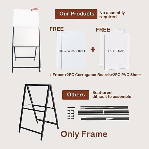 YDisplay A Frame Sidewalk Sign 24x36 inches Sandwich Board Signs Outdoor Heavy Duty Double-Sided,including 2 Anti-Glare Covers & Corrugated Boards for Business Indoor Outdoor,Black