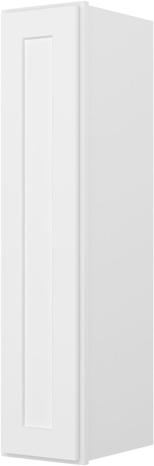Furinno Shaker 4-Tier Wall Kitchen Cabinet, 1-Door, White | 12 D x 9 W x 42 H, Adjustable Hinges, Soft-Close Shaker-Style Door, Ready to Assemble, Plywood, for Pantry, Dining Room