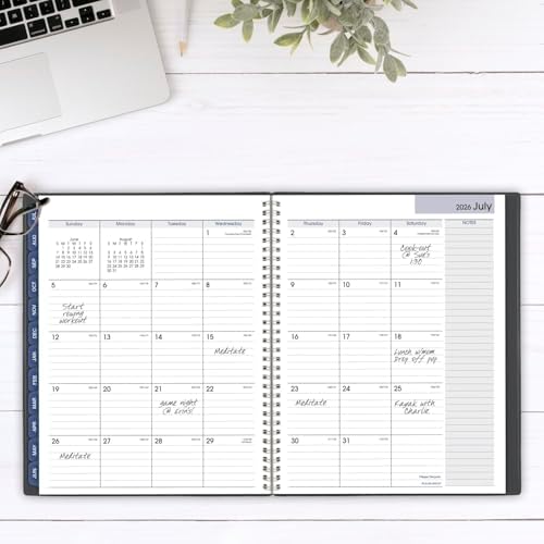 AT-A-GLANCE Planner 2025, 2026 Academic, Weekly and Monthly, 216 x 279 Mm, Large, Tabs, Flexible Cover, DayMinder, Wire Bound, Charcoal, AYC54545