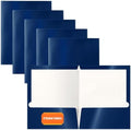 Better Office Products 2 Pocket Glossy Laminated Navy Blue Paper Folders, Box of 25, Letter Size, Dark Blue Paper Portfolios 25 Pack