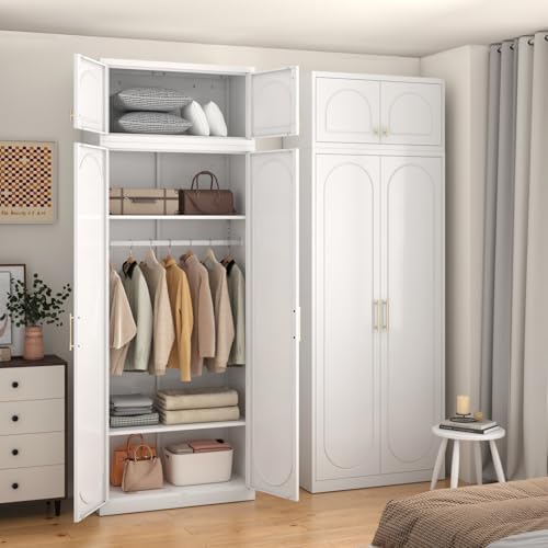 SteeLoong Metal Wardrobe Cabinet,Armoire Wardrobe Closet with Hanging Rod