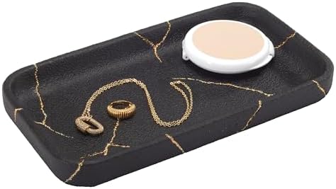 Nicole Miller - Bathroom Set, 3pc Resin Countertop Accessories, Dorm Room Essentials (Sydney Collection, Black/Gold)