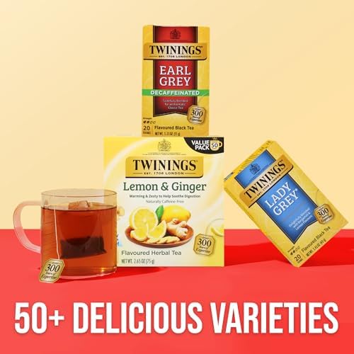 Twinings Decaffeinated Earl Grey Black Bergamot Tea Bags 20 CT Box (6 Pack)
