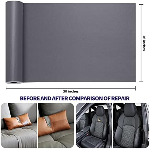 Leather Repair Patch Tape Kit, Self Adhesive Leather Repair for Furniture, Couch, Sofa, Car Seats,Office Chair,Vinyl Repair Kit.30inx16in