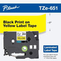 Brother Genuine P-Touch TZE-651 Tape, 1" (24 mm) Standard Laminated P-Touch Tape, Black on Yellow, for Indoor or Outdoor Use, Water-Resistant, 26.2 ft (8 m), Single-Pack, TZE651, 24mm