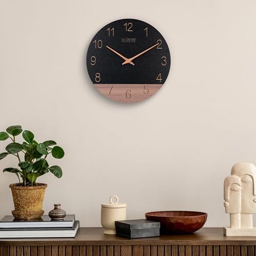La Crosse Clock 404-3630C 12 inch Dark Sierra Wood Analog Quartz Wall Clock