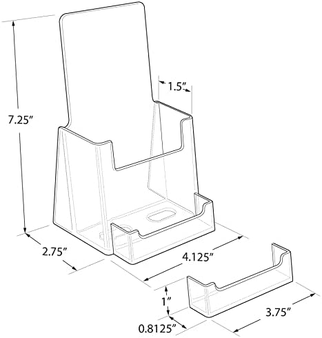 Azar Displays 252922-2PK Counter Trifold Brochure Holder with Business Card Pocket, 2-Pack, Clear