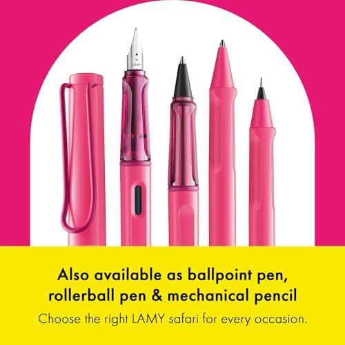 LAMY safari neonpink - Fountain Pen with ergonomic grip & polished steel nib in size EF - ideal for any Writing & Calligraphy - including LAMY T 10 blue cartridge - Right-Handed