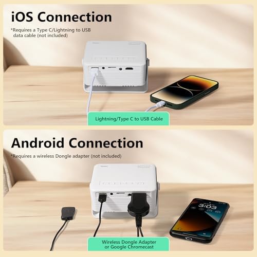 Yoton Y3 Mini Projector, Ultra-Compact 317g, 360° Stand, Auto Keystone
