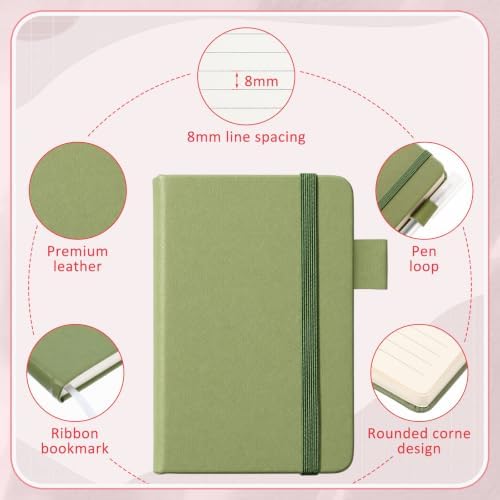 Ceenna 16 Packs Pocket Small Notebook Journals with Pen Holder Mini Notebook Bulk 192 Pages/96 Sheets Hardcover with Thick Lined Paper 3" x 4.4" A6 Small Notepad Morandi Color for Home & Journey