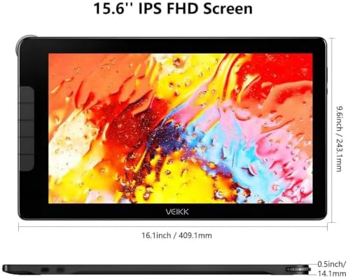 Studio 16 Drawing Tablet with Screen 15.6 inch,16K Levels Battery-Free Pen