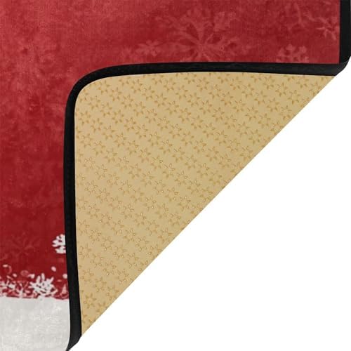 Christmas Snowman Kitchen Mat Winter Snowflakes Holiday Kitchen Rug Red Glitter Floor Mats Washable Non Slip Area Rug for Bedroom Living Room Home Decor 39" X 20"