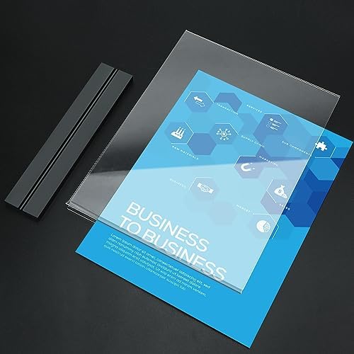 Seencool 8.5x11 Acrylic Sign Holder Vertical Double-Sided Tabletop Sign Holder with Black Base, Plastic Picture Frame Paper Holder, Clear Menu Display Stand for Office Restaurant Store Home 8 Pack