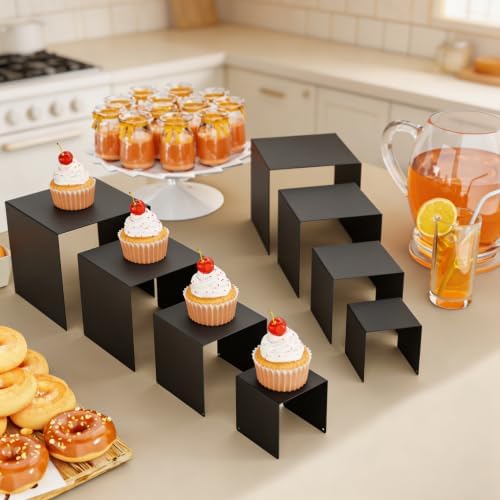 Display Stand & Risers, 8 Pcs Set Metal Rectangular Cupcake Stands
