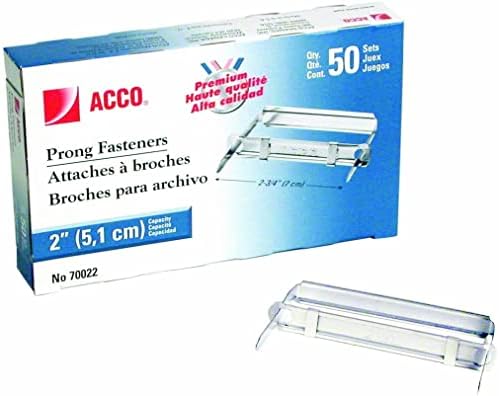 Acco 70022 Premium Two-Piece Fasteners, 2" Cap, 2-3/4" Center, Silver, 50/BX