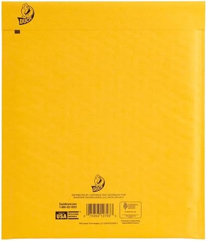 Duck Brand #2 Kraft Bubble Mailer, Manila Padded Mailing Envelopes, Shipping Supplies, 8.5 in x 11 in, 25 Pack