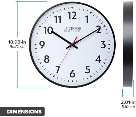 La Crosse Clock 404-3048-INT 19-inch Commercial Silent Quartz Analog Wall Clock