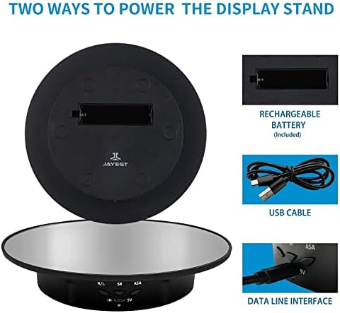 JAYEGT Motorized Rotating Display Stand, 7.87inch /17.6lbs Load, 360 Degree Electric Rotating Turntable for Photography Products, Jewelry, Cake,3D Model , Mirror Cover (Black/Button Control)